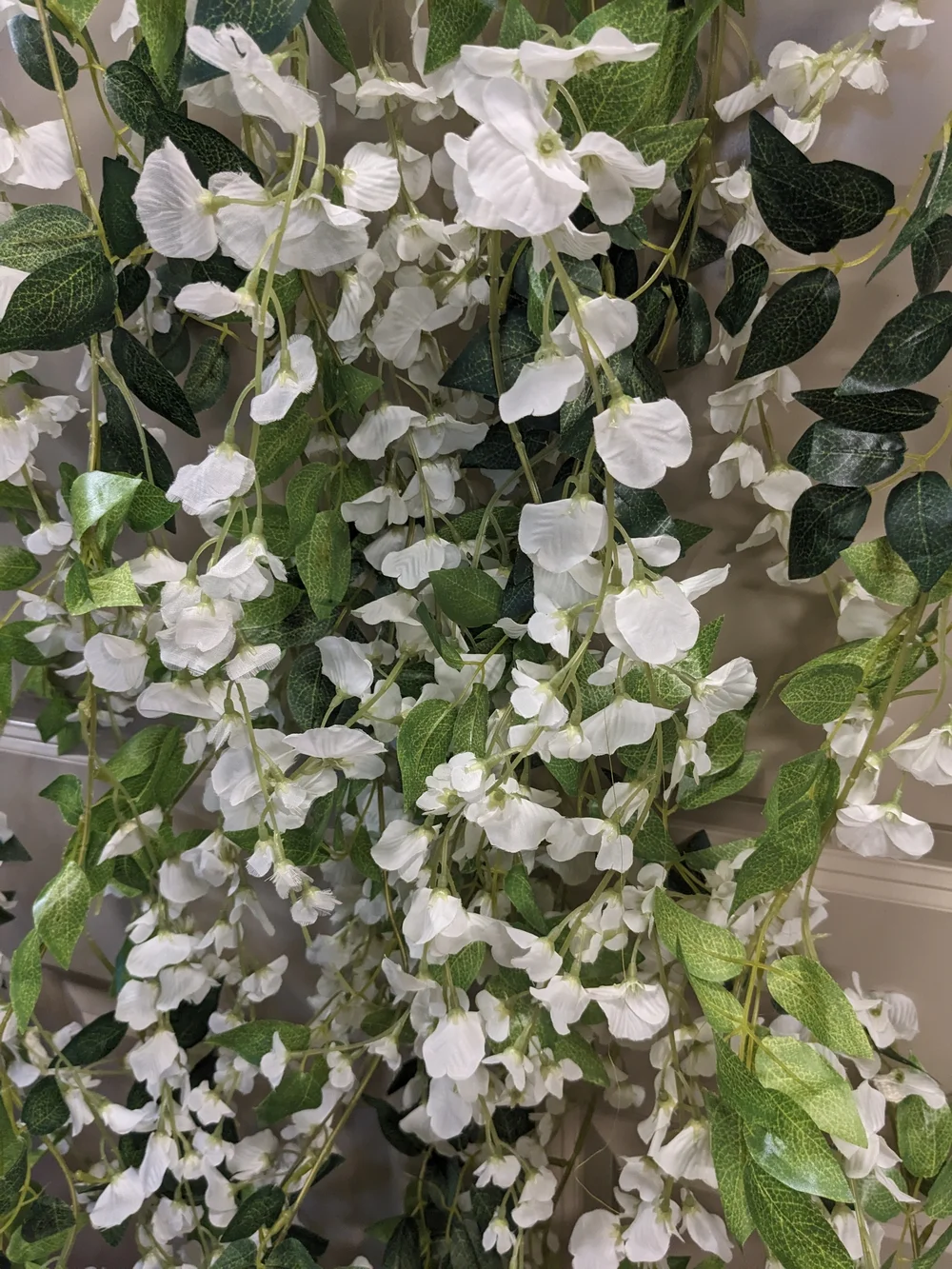 Wisteria White & Green Hanging Artificial Floral Vine Garland